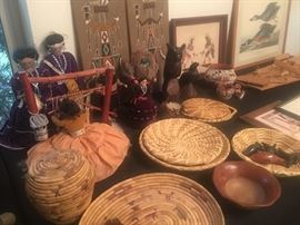 Native American Indian baskets, dolls and art