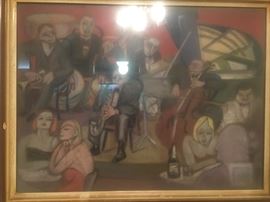 Interesting pastel of a jazz club