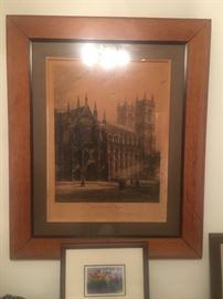 Antique print of Westminster Abbey