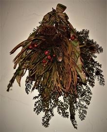 Dried floral wall hanging.  