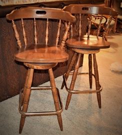 Wooden bar stools; swivel.  Very good condition.