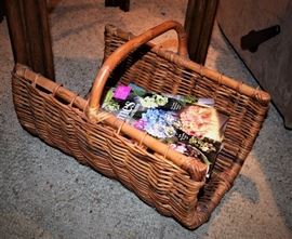 Wicker basket - magazines, flowers or wood for your fireplace.  Too many uses to imagine!  Excellent condition.