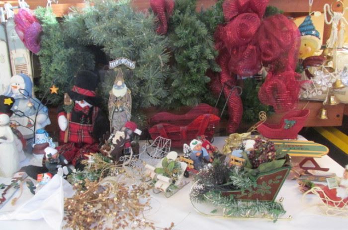 Christmas - table of sleighs and hanging wreaths