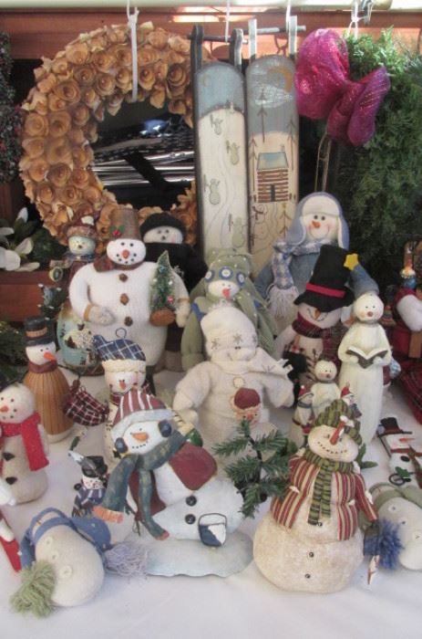 Christmas - table of snowmen and hanging wreaths