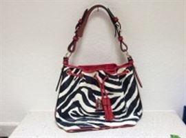 Dooney & Bourke Leather Zebra Print Drawstring Handbag