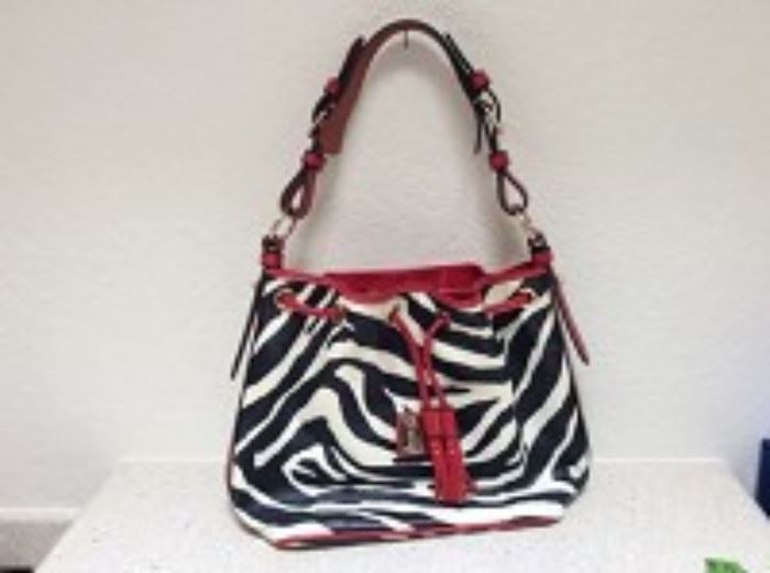 Dooney & Bourke Leather Zebra Print Drawstring Handbag