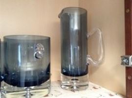 Block Stockholm Cobalt Blue Crystal Pitcher and Ice Bucket