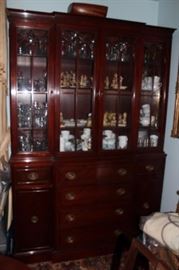 Mahogany Dining Room, Breakfront with Buffet and Server with Glass Tops