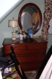 Dresser & Matching Mirror with Lamp and Decorative