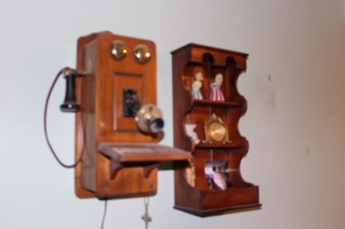 Vintage Phone and Small Wall Shelf