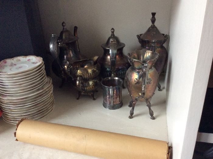 SOME OF THE ANTIQUE STERLING AND PLATE