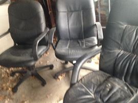 3 LEATHER OFFICE CHAIRS NO BREAKS BUT NEED CLEANED