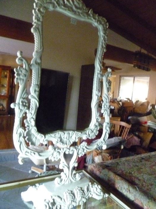 Large cast iron shabby chic mirror