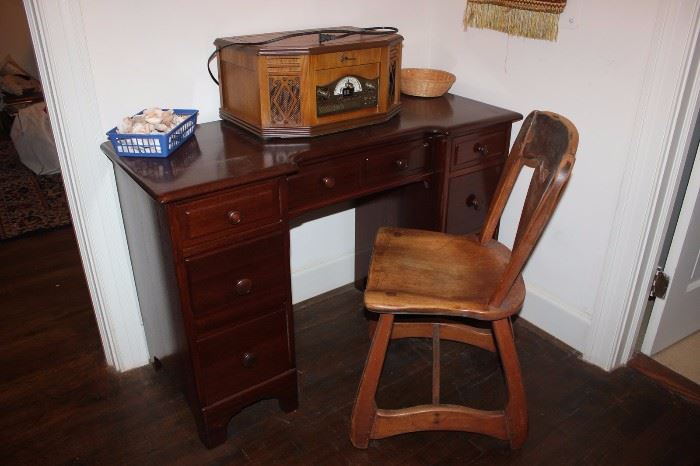 desk and antique chair