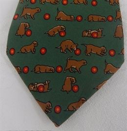 Puppy dog design on Herm'es silk tie.