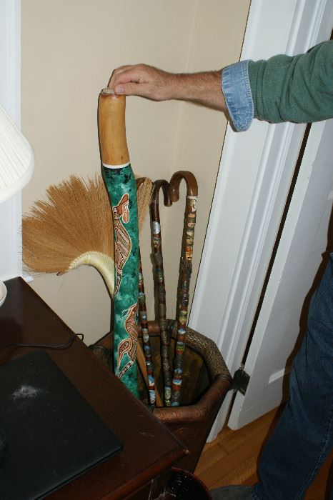 Hand painted Aboriginal Art Didgeridoo and German walking sticks
