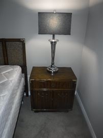 DREXEL NIGHT STAND AND DESIGNER LAMP.