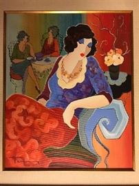 Original Tarkay Painting On Canvas - Canvas size is 18" x 22"
