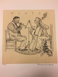 Norman Rockwell - The Entire Portfolio of 4 Hand Signed Limited Edition Lithographs - Loose - In The Original Portfolio Cover With Title Page.