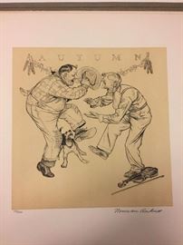 Norman Rockwell - The Entire Portfolio of 4 Hand Signed Limited Edition Lithographs - Loose - In The Original Portfolio Cover With Title Page.