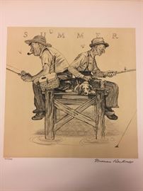 Norman Rockwell - The Entire Portfolio of 4 Hand Signed Limited Edition Lithographs - Loose - In The Original Portfolio Cover With Title Page.