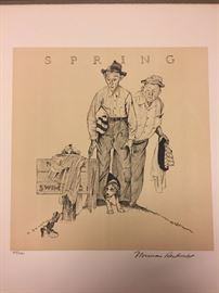Norman Rockwell - The Entire Portfolio of 4 Hand Signed Limited Edition Lithographs - Loose - In The Original Portfolio Cover With Title Page.