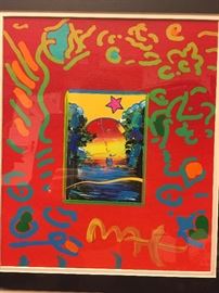 Peter Max Mixed Media - 12" x 14" - custom framed