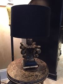 Black & Silver lamp on lucite base