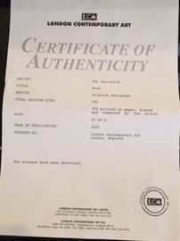 Certificate of Authenticity Roy Fairchild