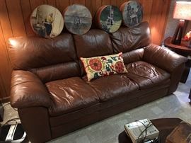 Leather sofa and loveseat