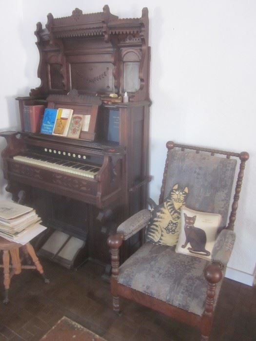 Pump Organ & "Spool" Armchair