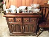 Dark Pine Dry Sink that matches Table/Chairs and Hutch...
Loaded with "Mikassa China, Assorted glassware pieces...Come
find your treasure in this Estate Sale....Come early and stay late.
You won't be disappointed......Something for Everyone....