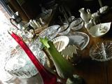 Lots of press glassware, Vases, dishes, Lenox items, Fenton pieces, stainless serving dishes, colored relish dishes, bowls, containers, etc..
Something for everyone....
