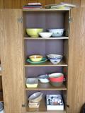 Several Storage Cabinets that will be for sale and great for storage.
Lots of bowls (Fire King), Corning Ware, pyrex, assorted covered casserole dishes, etc...