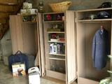 3 GREAT Storage Closet/Cabinets, Luggage, etc., etc....Assorted
Christmas Decorations, milk can, antique wood chest, etc., etc., etc..