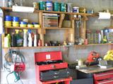 Hey Guys, take a look at this neat workbench and tool box FULL of
items....Come browse, etc., etc...