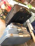 Several pieces of luggage found in the basement/garage area..
This area is loaded with great finds...Come browse around to see all the BARGAINS.... and don't forget to go outside to the storage buildings.
Lots and lots of goodies and many in plastic crates waiting to be found by you.....