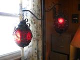 Old, Antique Art Deco Pole lamp from the 60's, red globes and another
older swag single like.....