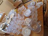 Table FULL of Early American Fosteria....and pressed glass and accessories...