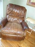 Leather, Brown Recliner, tables, lamps, framed prints.....
