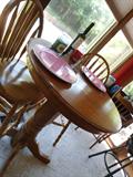 Oak small table w/matching oak chairs