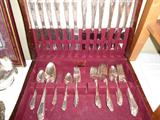 Several sets of vintage silver-plated silverware... Also several items that are sterling silver, assorted spoons, cups, salt/pepper, etc..
VINTAGE flatware: 1924 Ancestral Pattern and Daffodil by Wm Rogers. Simply beautiful........