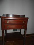 "Willette" Furniture/Quality Built- End Table. late 1930's early 1940's... also double ornate bed w/robe carvings...Rare FIND...