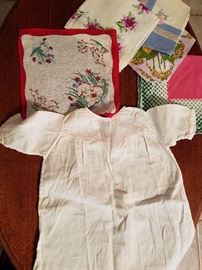 vintage linens, baby dress