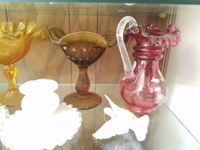 Cranberry glass pitcher