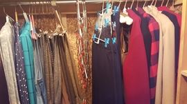 Clothes in the cedar closet in basement