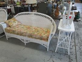 1930'S WICKER SOFA AND TABLE