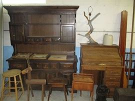 ROLL TOP DESK AND CHINA CABINET