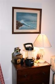 Night Stand, Lamps and Art