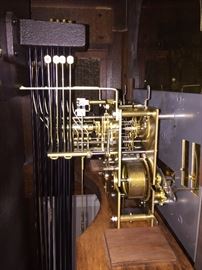 Kieninger triple chime movement, beveled glass, solid wood, 'Schooner' dial.